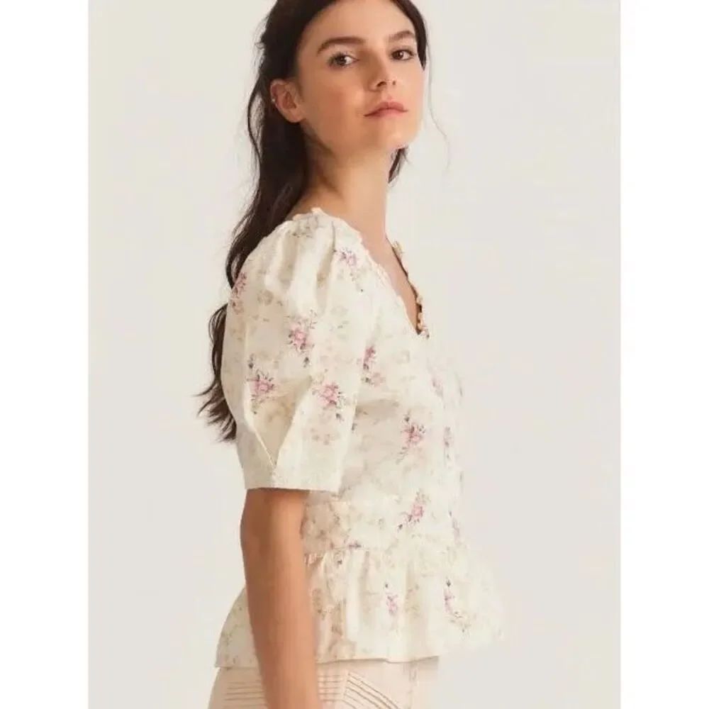 NEW LoveShackFancy Women’s S Tayshia Pink Parasail Blouse